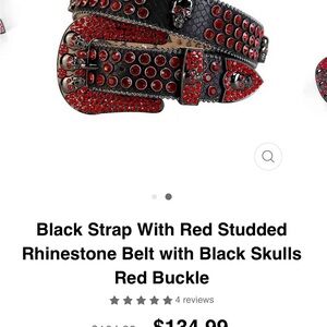 Black and Red Studded Rhinestone Belt